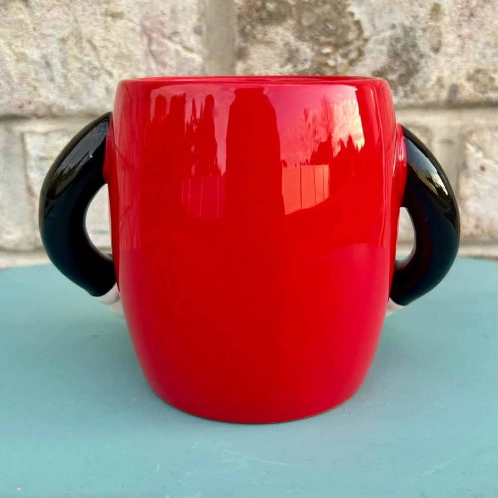 Disney Galerie Mickey Mouse 3D Hands Mug Red Black White Ceramic Coffee Cup